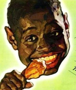 black people eating chicken